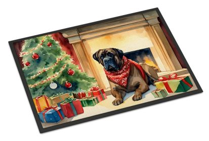 Bullmastiff Cozy Christmas Doormat Front Door Mat Indoor Outdoor Rugs for Entryway, Non Slip Washable Low Pile, 24H X 36W