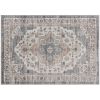8x10 Area Rug, Vintage Machine Washable Rug, Non-Slip Carpet for Living Room, Bedroom, Dining Room, Brown & Light Blue