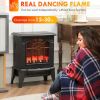 Electric Fireplace Stove, 18" Freestanding Fireplace Heater with Realistic Flame, Overheating Protection, Portable, 750W/1500W, Black