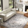 5x7 Area Rug, Vintage Machine Washable Rug, Non-Slip Carpet for Living Room, Bedroom, Dining Room, Brown & Light Blue