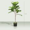 Artificial Fiddle Leaf Fig Tree, 43" Potted Plant with Flocked Soil for Home Office Decor, Green
