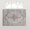 5x7 Area Rug, Vintage Machine Washable Rug, Non-Slip Carpet for Living Room, Bedroom, Dining Room, Brown & Light Blue