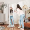 360Â° Swivel Jewelry Armoire, Lockable Jewelry Cabinet with Full-Length Mirror, Storage Shelves, White