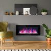 41.3" 1500W Electric Wall-Mounted Fireplace with Flame Effect, 7 Color Background Light, Black