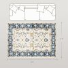 Machine Washable Area Rug 4x6, Non-Slip Boho Floral Print Floor Carpet for Living Room, Bedroom, Dining Room, Blue
