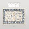Machine Washable Area Rug 8x10, Non-Slip Boho Floral Print Floor Carpet for Living Room, Bedroom, Dining Room, Blue