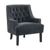 Modern Traditional Accent Chair Black Chenille Upholstery Button Tufted Solid Wood 1pc Living Room Furniture