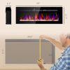 50" Recessed and Wall Mountable Fireplace Heater with Remote Control, Adjustable Flame Color and Brightness