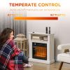 HOMCOM 27" Electric Fireplace with Mantel Surround, 1400W Replaceable Fireplace Insert Heater with Realistic Log and Flame Effect, Remote Control