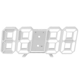 3D LED Digital Wall Clock Sound Control Table Desk Alarm Clock w/ 3 Auto Adjustable Brightness Snooze Date Temperature 12/24Hr Time Display For Office (Option: White_WhitgeLight)