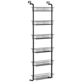 6 Tier Over Door Pantry Organizer Hanging Hooks Door Storage Rack Carbon Steel Basket 62.99in Over Door Shelf for Kitchen Bathroom (Option: Bglack)