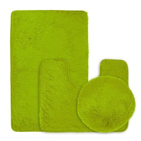 3Pcs Bathroom Rug Set Shaggy Contour Toilet Lid Cover Plush Mat Anti-Slip Absorbent Bath Carpet For Tub Shower Bathroom (Option: Sgage)