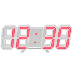 3D LED Digital Wall Clock Sound Control Table Desk Alarm Clock w/ 3 Auto Adjustable Brightness Snooze Date Temperature 12/24Hr Time Display For Office (Option: White_RedLgight)