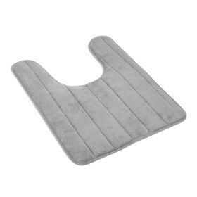 U Shaped Bathroom Rugs Contour Non-slip Toilet Mat Absorbent Cozy Velvet Floor Mat 23.62 x 19.69in (Option: Ggrey)