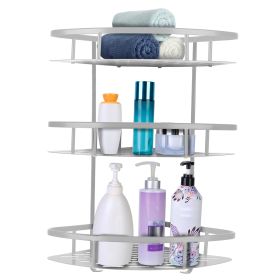 3 Tier Wall-mounted Corner Shower Caddy Shelf Rack Shower Shampoo Soap Cosmetic Basket Organizer (Option: 3Layer_Silvger)