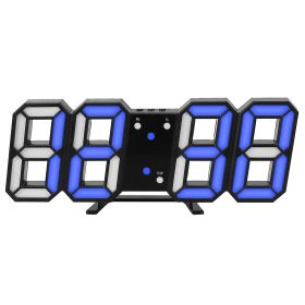 3D LED Digital Wall Clock Sound Control Table Desk Alarm Clock w/ 3 Auto Adjustable Brightness Snooze Date Temperature 12/24Hr Time Display For Office (Option: Black_BluegLight)