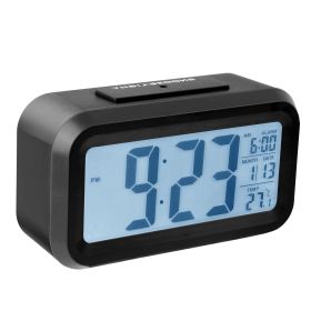 iMounTEK Digital Clock w/ LCD Backlight Alarm Snooze Temperature Calendar Display Light Sensor Eye-Friendly (Option: ocgk(Black)