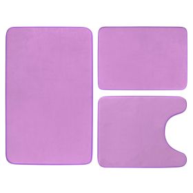 3Pcs Bathroom Rug Set Plush Velvet Bath Carpet Anti-Slip Memory Foam Mat For Tub Shower Bathroom (Option: Purpgle)