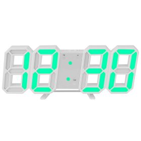 3D LED Digital Wall Clock Sound Control Table Desk Alarm Clock w/ 3 Auto Adjustable Brightness Snooze Date Temperature 12/24Hr Time Display For Office (Option: White_GreegnLight)