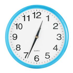 Round Wall Clock Silent Non-Ticking 10-inch Precise Quartz Battery Operated Hanging Clock for Home Office School (Option: BgLU)