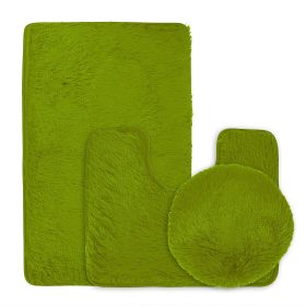 3Pcs Bathroom Rug Set Shaggy Contour Toilet Lid Cover Plush Mat Anti-Slip Absorbent Bath Carpet For Tub Shower Bathroom (Option: Lgime)